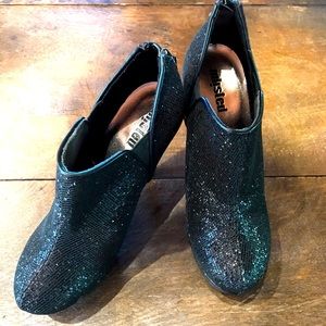 Unlisted Brand High Heel Glitter Bomb Booties